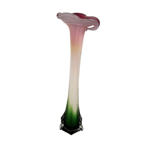 Vintage Murano Jack in The Pulpit Calla Lily Hand Blown Glass Large Vase 16” - Picture 3 of 9